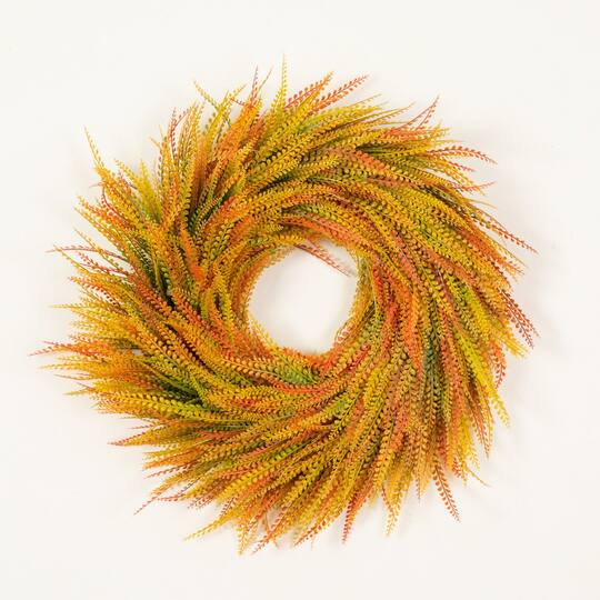 28" UV Artificial Fall Wheat Grass Wreath